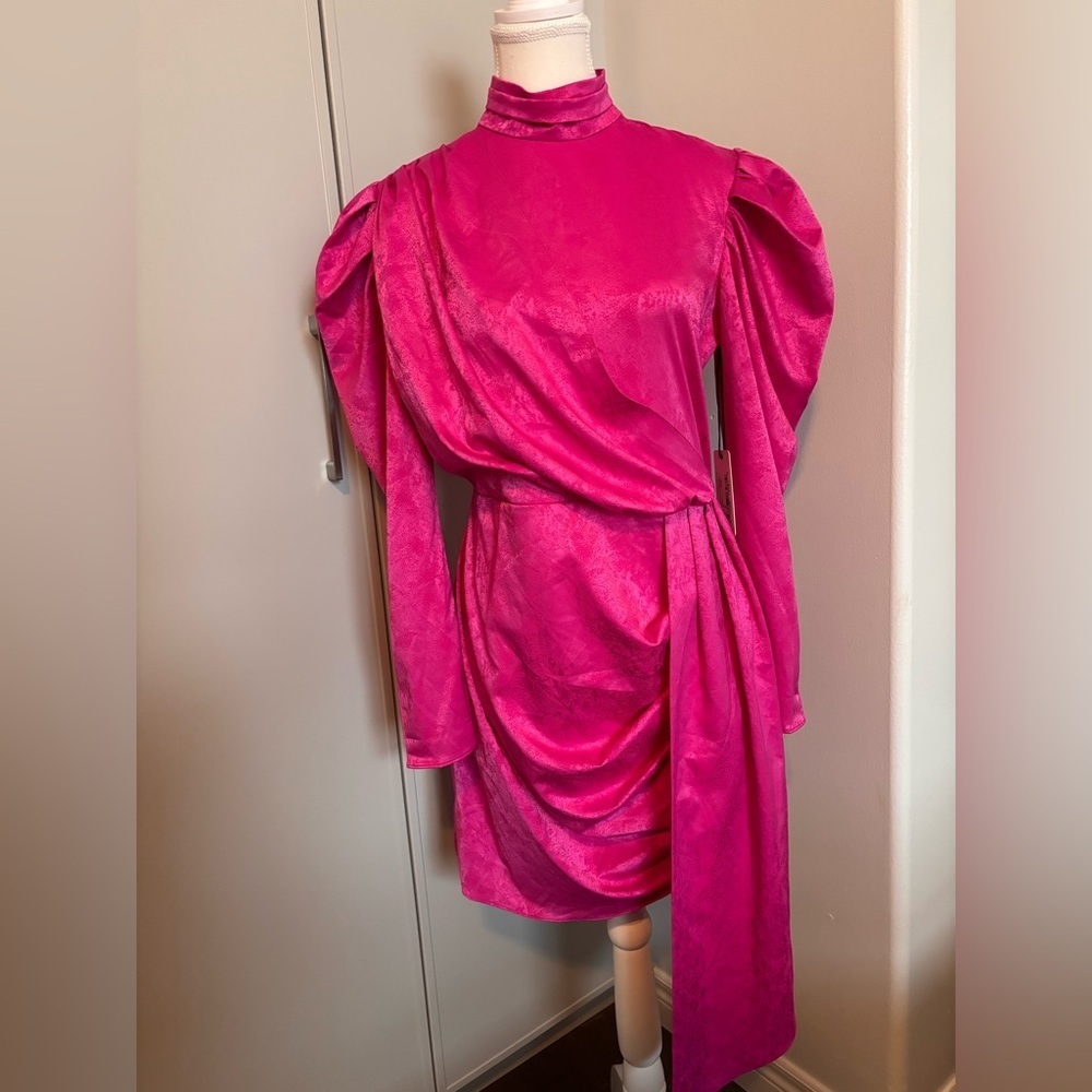 SAYLOR Romy Fuchsia Jacquard Long Sleeve Dress